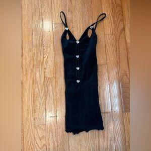 Poster girl stretchy black dress heart iridescent buttons only worn once